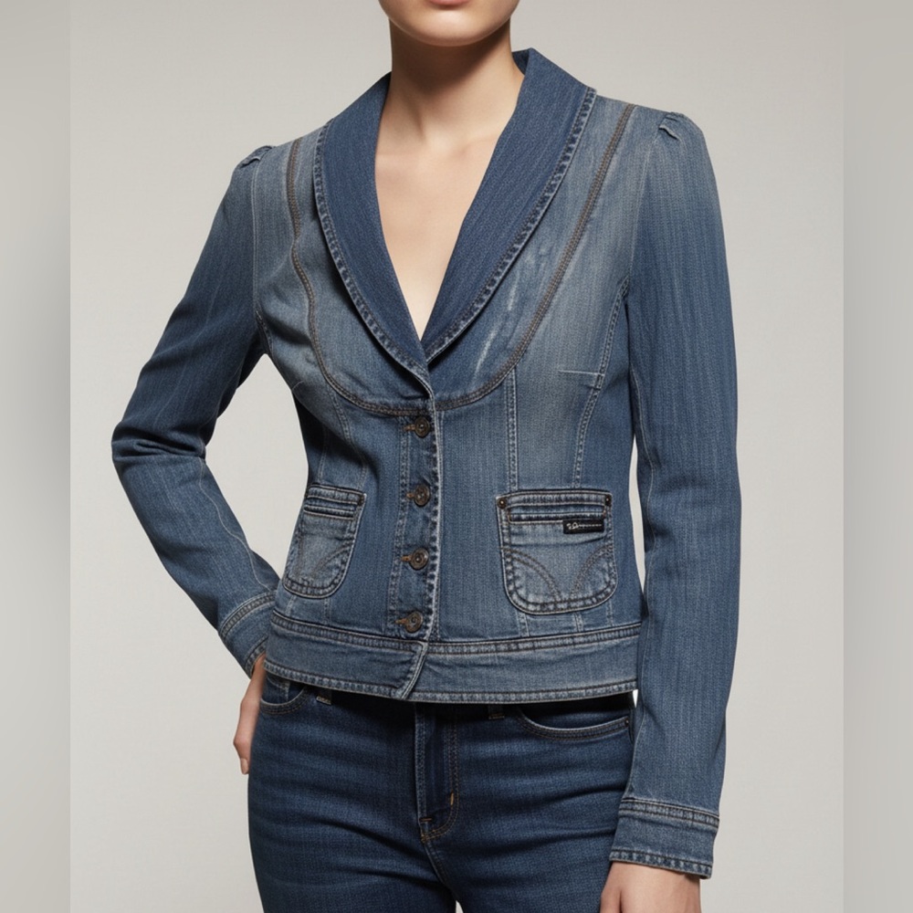 Dolce & Gabbana Vintage Denim Blazer Jacket - Picture 1 of 4